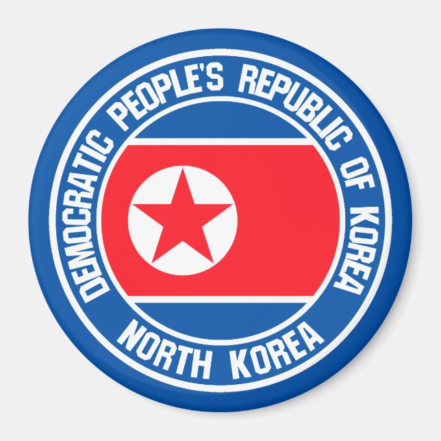 North Korea  Round Emblem Magnet (Front)