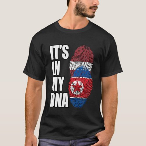 North Korean And Latvian Mix DNA Heritage Flag T_Shirt