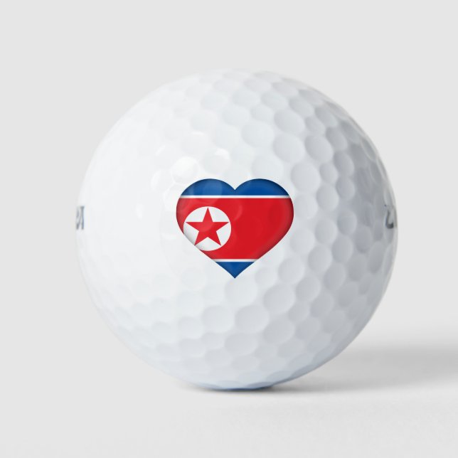 North Korean Flag Heart Golf Balls (Front)