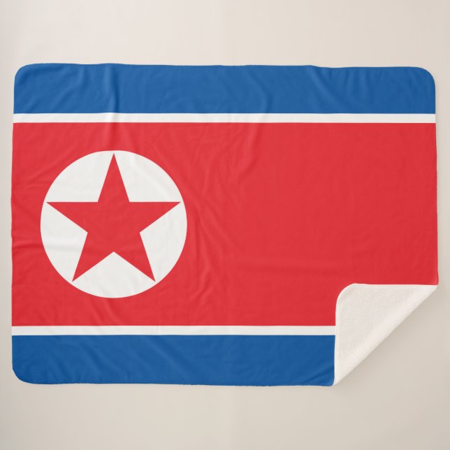 North Korean Flag Sherpa Blanket (Front (Horizontal))