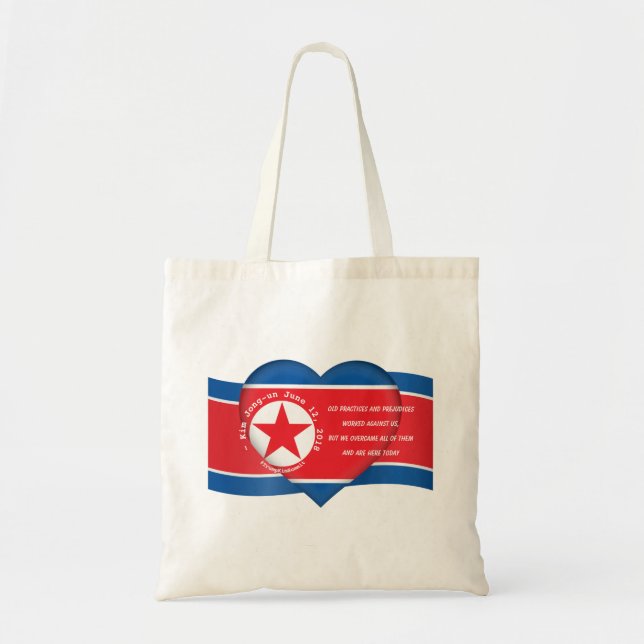 North Korean Heart Flag Kim Jong un Quote Tote Bag (Front)