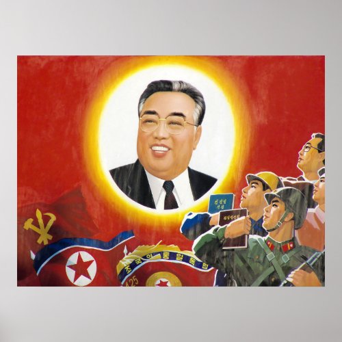 North Korean Kim il Sung Propaganda Poster