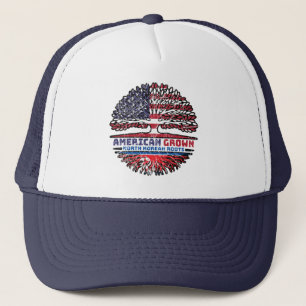 North Korean Korea US American USA United States Trucker Hat