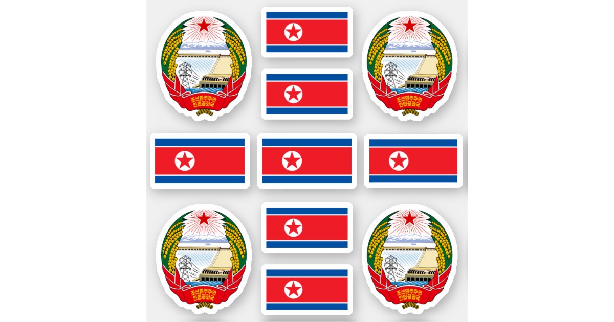 North Korean Symbols / Coat Of Arms And Flag Sticker | Zazzle