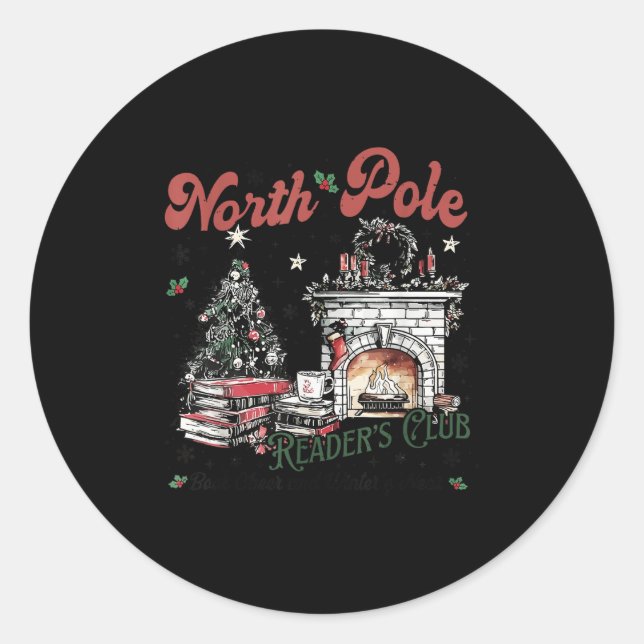 North Le Book Club Book Lover Bookish Bookworm Chr Classic Round Sticker (Front)