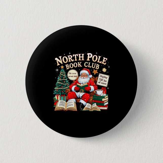North Le Book Club Cozy Christmas Reading Gift  Button (Front)