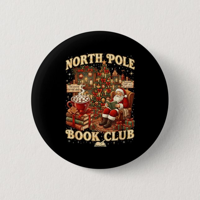 North Le Book Club Cozy Christmas Reading Gift  Button (Front)