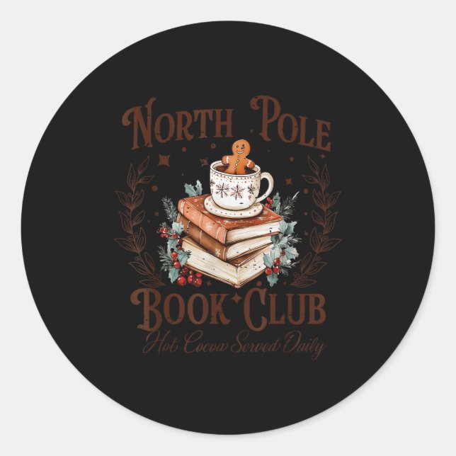 North Le Book Club Hot Cocoa Served Daily Libraria Classic Round Sticker (Front)