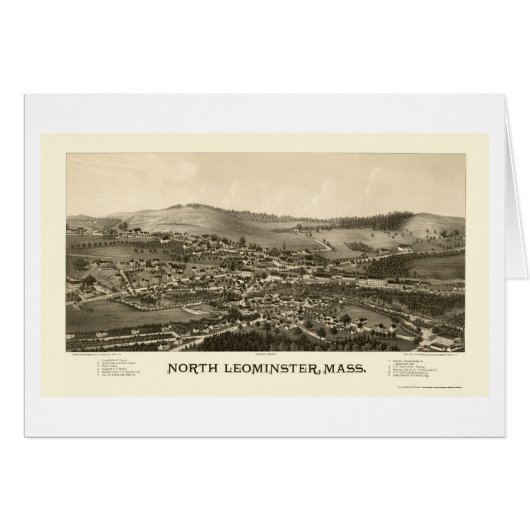 North Leominster, MA Panoramic Map - 1887 Cards (Front Horizontal)