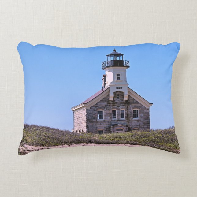 North Lighthouse Block Island RI Accent Pillow (Front)