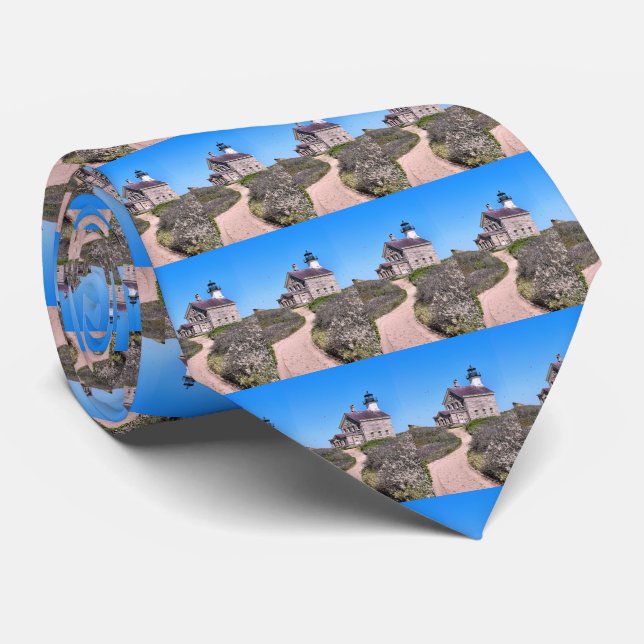 North Lighthouse, Block Island RI Mens Tie (Rolled)