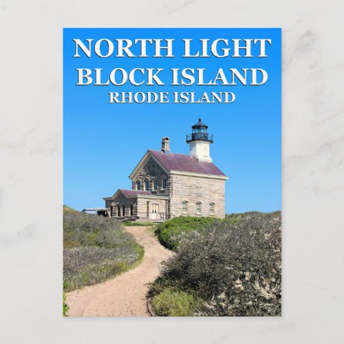 North Lighthouse Block Island RI Postcard