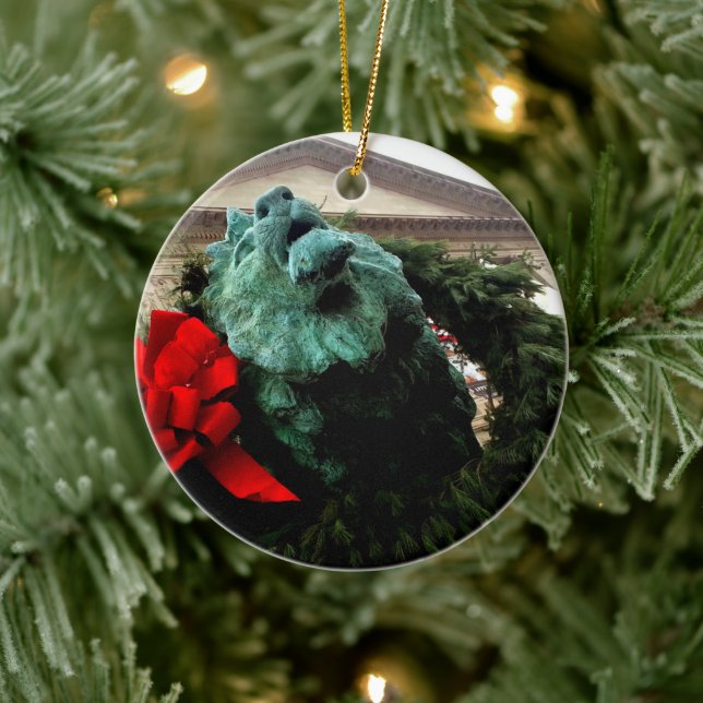 North Lion at the Art Institute of Chicago Ceramic Ornament (Tree)