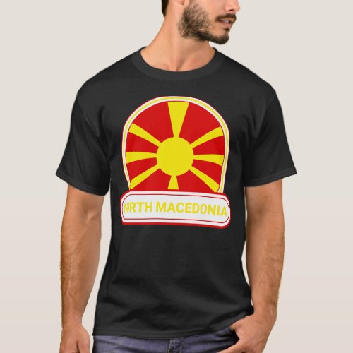 North Macedonia Country Badge North Macedonia Flag T_Shirt