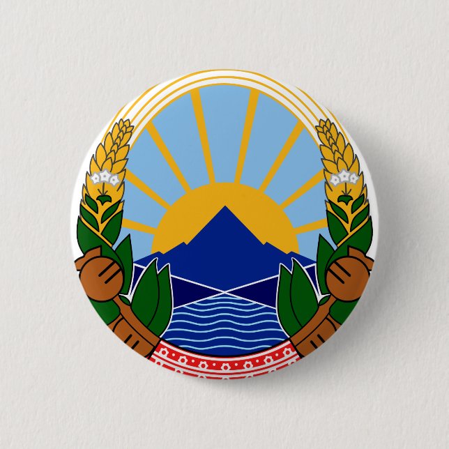 north macedonia emblem pinback button (Front)