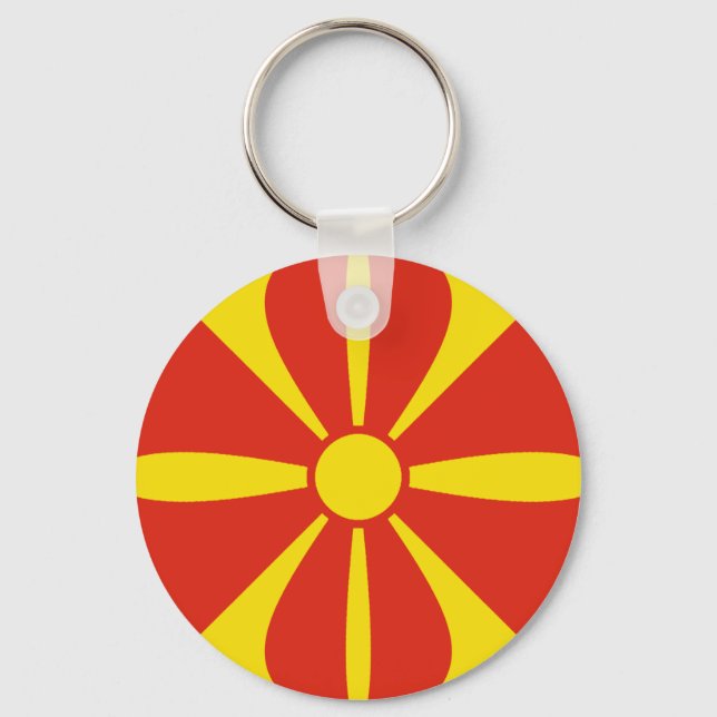 North Macedonia Fisheye Flag Keychain (Front)