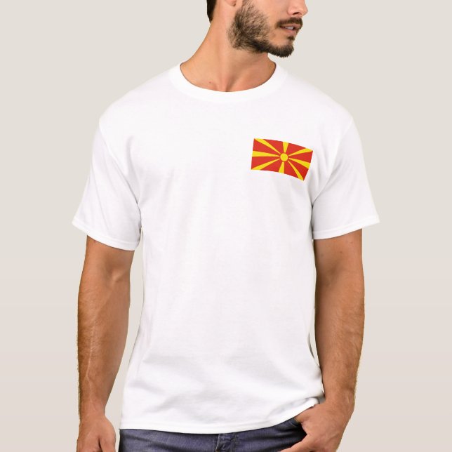 North Macedonia Flag and Map T-Shirt (Front)