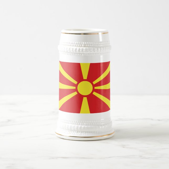 North Macedonia Flag Beer Stein (Center)
