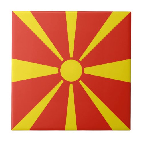 North Macedonia Flag Ceramic Tile