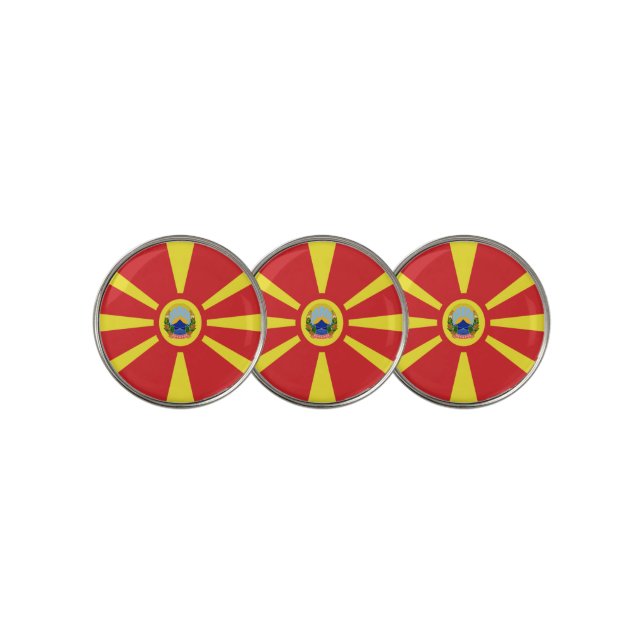North Macedonia flag-coat of arms   Golf Ball Marker (3 Up)