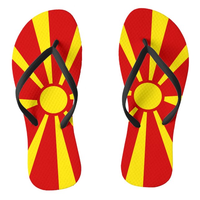 North Macedonia Flag Flip Flops (Footbed)