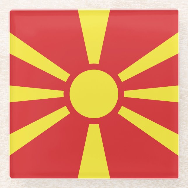 North Macedonia Flag Glass Coaster (Front)