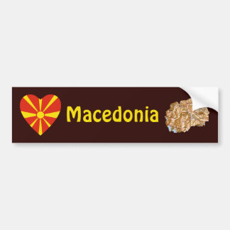 North Macedonia Flag Heart + Map Bumper Sticker