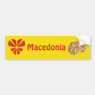 North Macedonia Flag Heart + Map Bumper Sticker