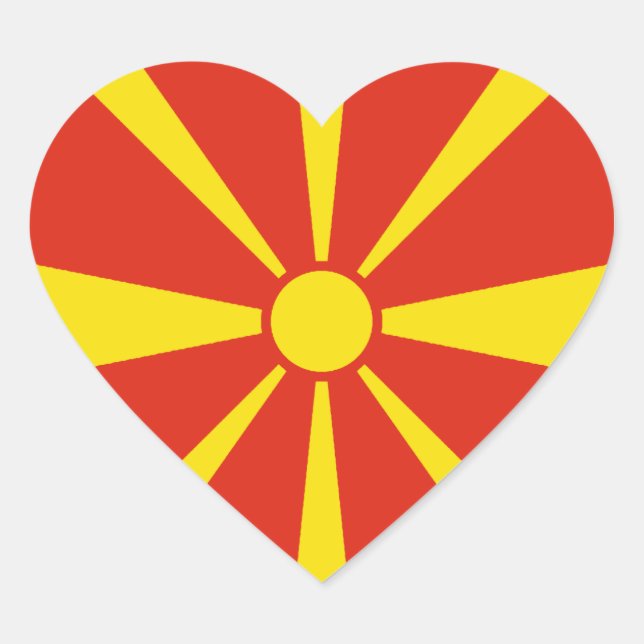 North Macedonia Flag Heart Sticker (Front)