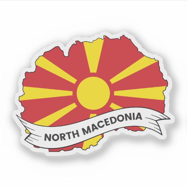 North Macedonia Flag Map Sticker (Front)