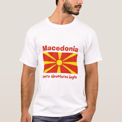 North Macedonia Flag  Map  Text T_Shirt