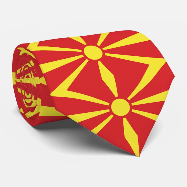 North Macedonia Flag Neck Tie (Rolled)