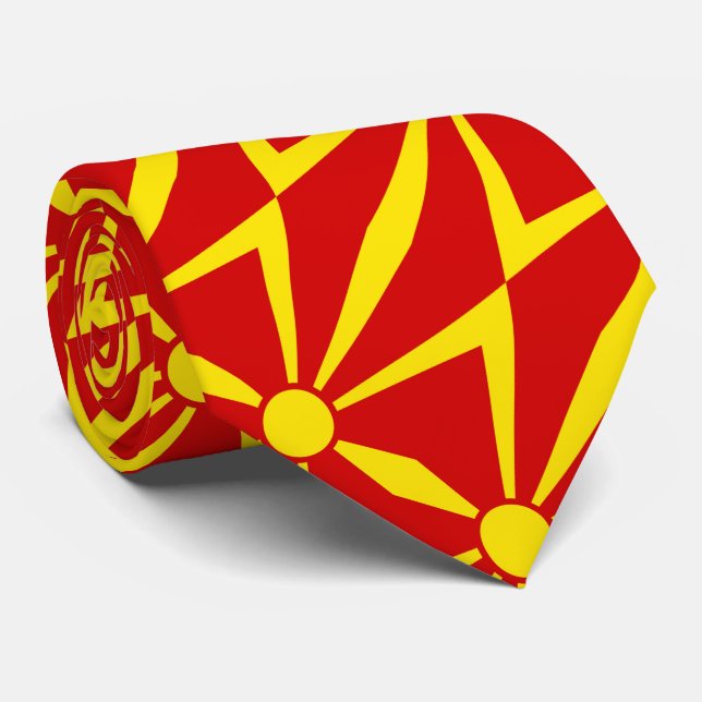 North Macedonia Flag Neck Tie (Rolled)