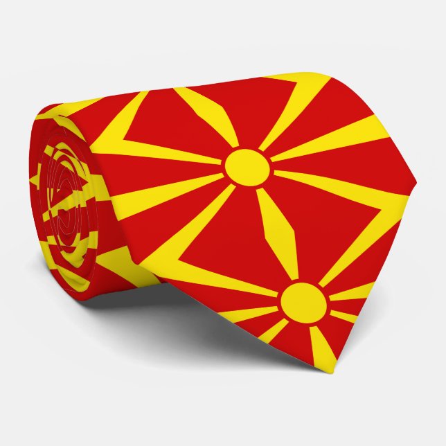 North Macedonia Flag Neck Tie (Rolled)