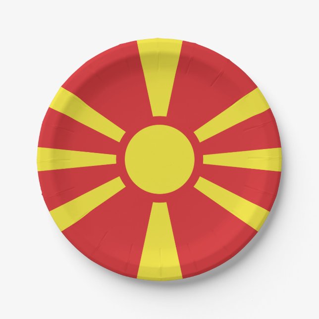 North Macedonia Flag Paper Plates (Front)