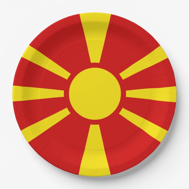 North Macedonia Flag Paper Plates (Front)