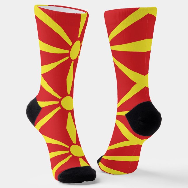 North Macedonia Flag Socks (Angled)