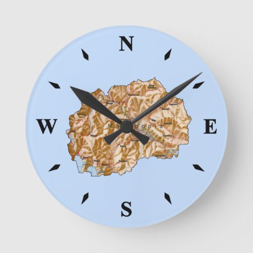 North Macedonia Map Clock