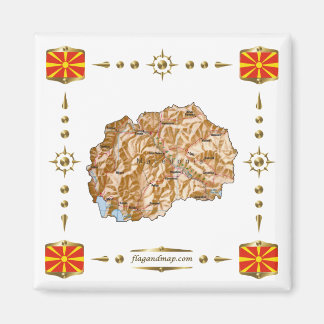 North Macedonia Map + Flags Magnet