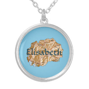 North Macedonia Map + Name Necklace