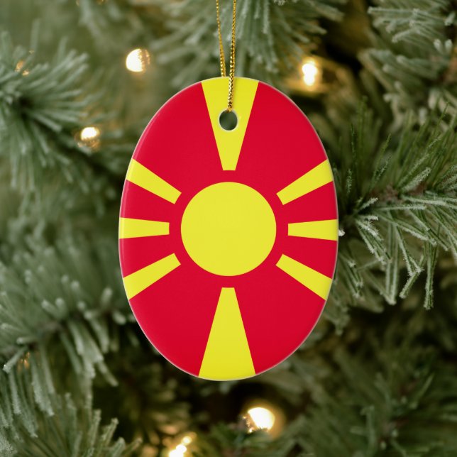 North Macedonia National Emblem Ceramic Ornament (Tree)