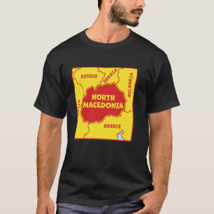 North Macedonia Political map in flag colors T-Shirt