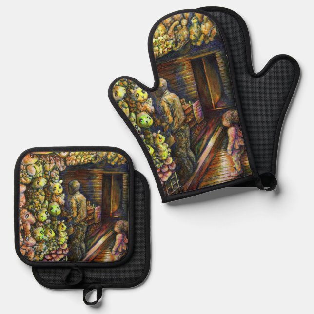 North of the Circus Oven Mitt & Pot Holder Set (Front/Back)