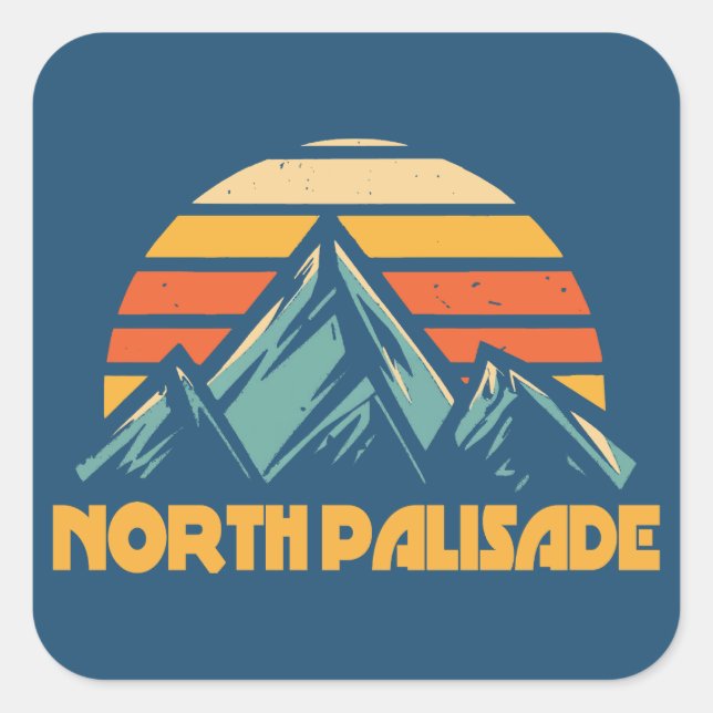North Palisade California Retro Turquoise Square Sticker (Front)