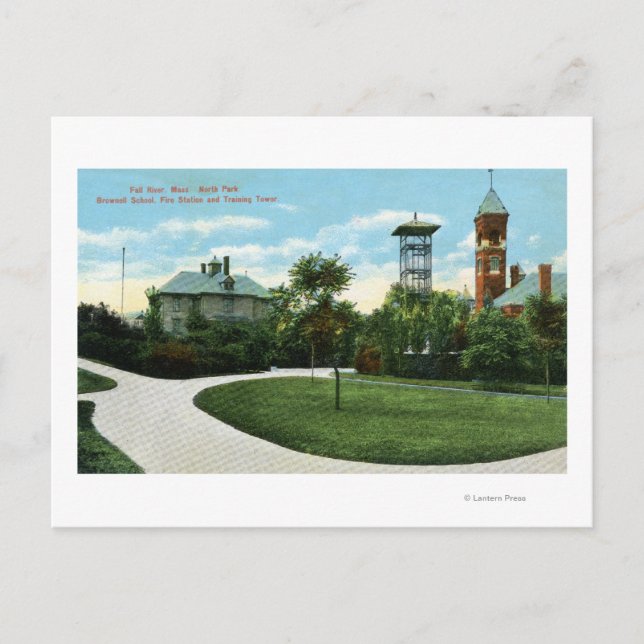 North Park View of Brownell School, Fire Postcard (Front)
