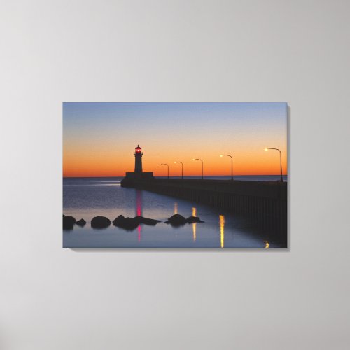 North pier Lighthouse in Duluth Minnesota Canvas Print