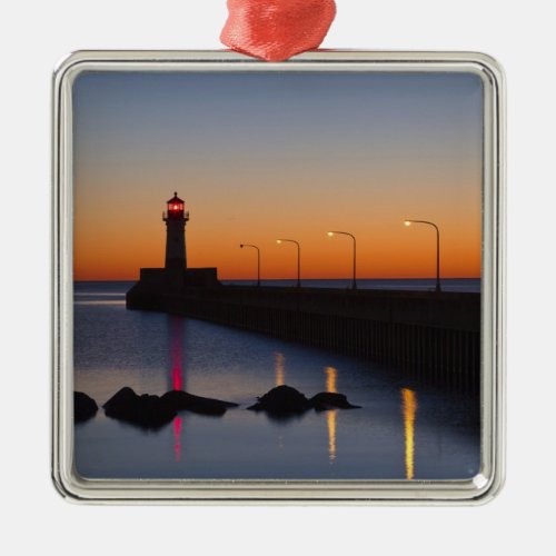 North pier Lighthouse in Duluth Minnesota Metal Ornament