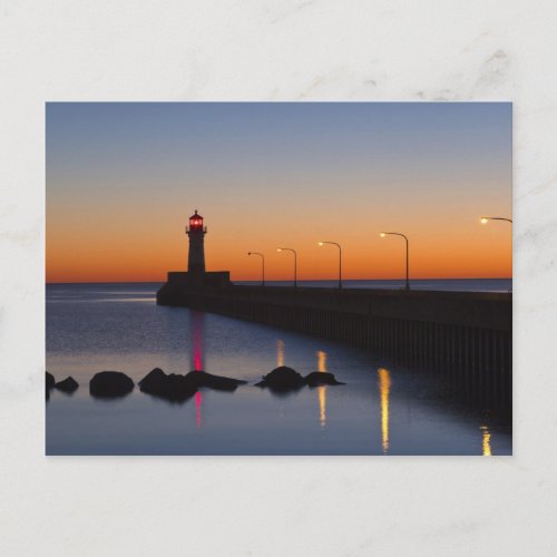 North pier Lighthouse in Duluth Minnesota Postcard