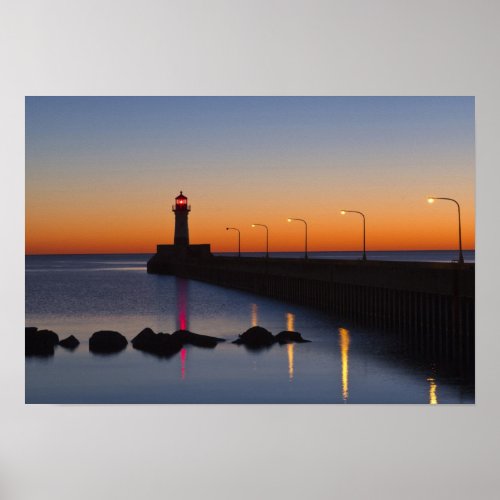 North pier Lighthouse in Duluth Minnesota Poster