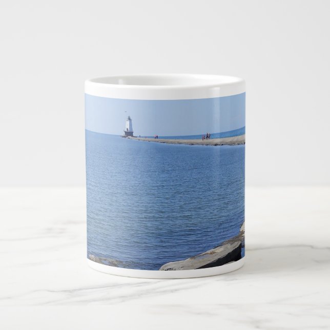 North Pierhead Lighthouse, Ludington, MI  Giant Coffee Mug (Front)